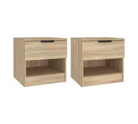Vidaxl mesita de noche 2 uds madera contrachapada color roble sonoma
