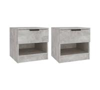 Vidaxl mesita de noche 2 uds madera contrachapada gris hormigón