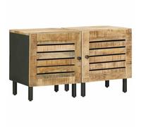 vidaXL Mesita de Noche 2 uds. Natural 40 x 33 x 46 cm, Mesita de Noche Moderna, Mesa de Madera Rectangular, Mango Compacto, Almacenamiento Funcional al Lado