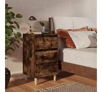 vidaXL Mesita de noche 2 uds patas de madera roble ahumado 40x35x69 cm