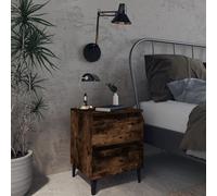 vidaXL Mesita de noche 2 uds patas de metal roble ahumado 40x35x50 cm