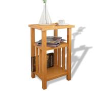 vidaXL Mesita de noche compacta 27x35x55 cm Roble macizo y chapado MDF marrón con 2 estantes