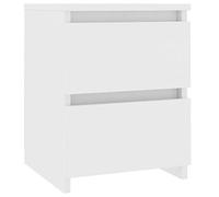 vidaXL Mesita de Noche 30x30x40 cm, Madera de ingeniería, Blanco, 2 cajones deslizantes, Cajonera de Cama, Soporte para teléfono, Mesita pequeña, Unidad de Almacenamiento compacta
