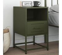 vidaXL Mesita de Noche Acero Verde Oliva 36x39x60,5 cm, Mesa Auxiliar, Armario Auxiliar, Muebles de Dormitorio, mesilla de Noche, Armario de Metal