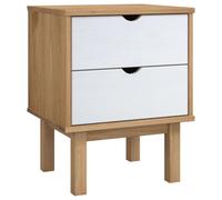 vidaXL Mesita de Noche, Armario Auxiliar de Almacenaje, Mesilla Mesa Decorativa, Cajonera Mueble para Dormitorio, Madera de Pino Marrón y Blanco