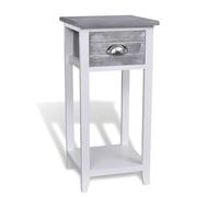 vidaXL Mesita de noche con 1 cajón gris y blanca