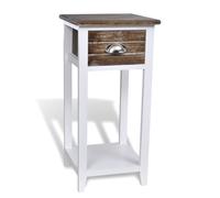 vidaXL Mesita de noche con 1 cajón marrón y blanca