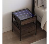 vidaXL Mesita de noche con Infinity LED marrón roble 40x40x51 cm