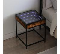 vidaXL Mesita de noche con Infinity LED roble ahumado 40x40x51 cm