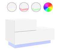 vidaXL Mesita de noche y armario multimedia con luces LED y almacenaje 70x36x40,5 cm Blanco