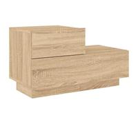 vidaXL Mesita de Noche con Luces LED, Mesa Auxiliar de Almacenaje, Armario Multimedia, Armario para Dormitorio Salón, Madera Ingeniería Roble Sonoma