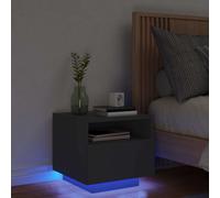 vidaXL Mesita de noche con luces LED negro 40x39x37 cm