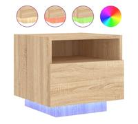 vidaXL Mesita de noche con luces LED y almacenamiento 40×39×37 cm Roble Sonoma