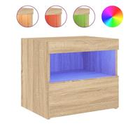 vidaXL Mesita de noche con luces LED Roble Sonoma 50x40x45 cm