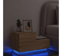 vidaXL Mesita de noche con luces LED roble Sonoma 70x36x40,5 cm