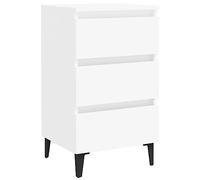 vidaXL Mesita de Noche con Patas Aparador Auxiliar Armario Cama Dormitorio Habitación Organizador Almacenamiento de Metal Blanco 40x35x69 cm