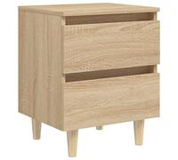 vidaXL Mesita de Noche Patas Madera Maciza Roble Sonoma 40x35x50 cm
