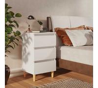 vidaXL Mesita de noche con patas de madera maciza blanca 40x35x69 cm