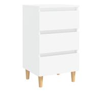 vidaXL Mesita de noche con patas de madera maciza blanca 40x35x69 cm
