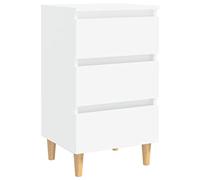 vidaXL Mesita de noche con patas de madera maciza blanca 40x35x69 cm