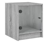 Vidaxl mesita de noche con puerta de vidrio gris sonoma 35x37x42 cm