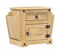 vidaXL Mesita de noche Corona – Madera maciza de pino 45×35×47,5 cm, soporte para teléfono – Roble