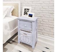vidaXL Mesita de noche de madera blanca