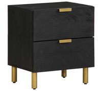vidaXL Mesita de noche de madera maciza de mango negra 40x33x46 cm
