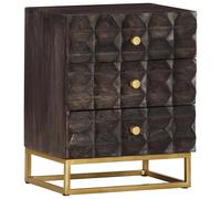 Vidaxl Mesita de Noche de Madera Maciza de Mango Negro 40x30x50 Cm para Salón