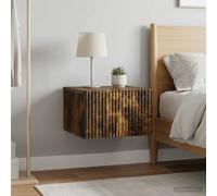 vidaXL Mesitas de noche de pared, 2 unidades, roble ahumado, 33 x 34,5 x 20 cm