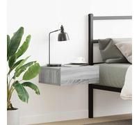 vidaXL Mesita de noche flotante madera contrachapada gris 40x30x15cm