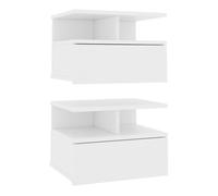 vidaXL Mesita de noche flotante de madera contrachapada - 2 unidades Blanca 40x31x27 cm