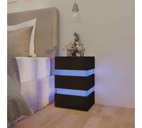 vidaXL Mesita de noche luz LED madera de ingeniería negra 45x35x67 cm