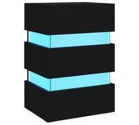 vidaXL Mesita de noche luz LED madera de ingeniería negra 45x35x67 cm