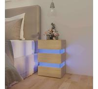 vidaXL Mesita de noche luz LED madera de ingeniería Sonoma 45x35x67 cm