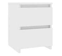 vidaXL Mesita de noche 30x30x40 cm – Madera de ingeniería, 2 cajones, soporte para teléfono, Blanco