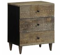 vidaXL Mesita de noche madera maciza de mango gris claro 50x33x60 cm