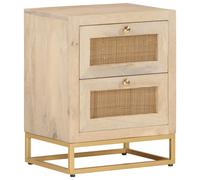 vidaXL Mesita de noche madera maciza de mango y hierro 40x30x50 cm