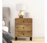 vidaXL Mesita de noche de 50x33x62 cm, hecha de madera maciza de mango y material de madera