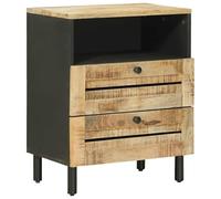 vidaXL Mesita de Noche Marrón y Negro 50 x 33 x 60 cm, Muebles Modernos para el Dormitorio, mesita compacta, Mesa Lateral de Madera de Mango, Unidad de Almacenamiento Funcional