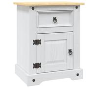 vidaXL Mesita de noche Tipo Corona – Pino mexicano blanco 53x39x67 cm