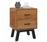 vidaXL Mesita de Noche Natural 40 x 35 x 55 cm Madera de Teca Maciza, Mesita de Noche Vintage Rectangular de Teck, Mesa de Dormitorio Duradera, Almacenaje Amplio, Estilo Rústico