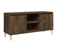 vidaXL Mesita de Noche Patas Aparador Auxiliar Armario Cama Dormitorio Habitación Organizador Almacenaje Madera Maciza Roble Ahumado 103,5x35x50cm