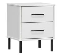 Vidaxl mesita de noche patas de metal madera maciza pino blanca oslo
