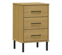 Vidaxl mesita de noche patas de metal madera maciza pino marrón oslo