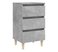 Vidaxl Mesita de Noche con Patas de Madera Maciza 40x35x69 Cm Blanco Concrete gray