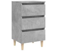 vidaXL Mesita de noche patas madera maciza gris hormigón 40x35x69 cm