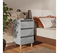 vidaXL Mesita de noche patas madera maciza gris hormigón 40x35x69 cm
