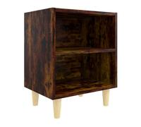Vidaxl mesita de noche patas madera maciza roble ahumado 40x30x50 cm