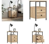 vidaXL Mesita de noche Sonoma Roble, 34x35,5x50 cm, material de madera - Mesita de noche - Mesitas de noche - Mesilla de noche - Mesita auxiliar